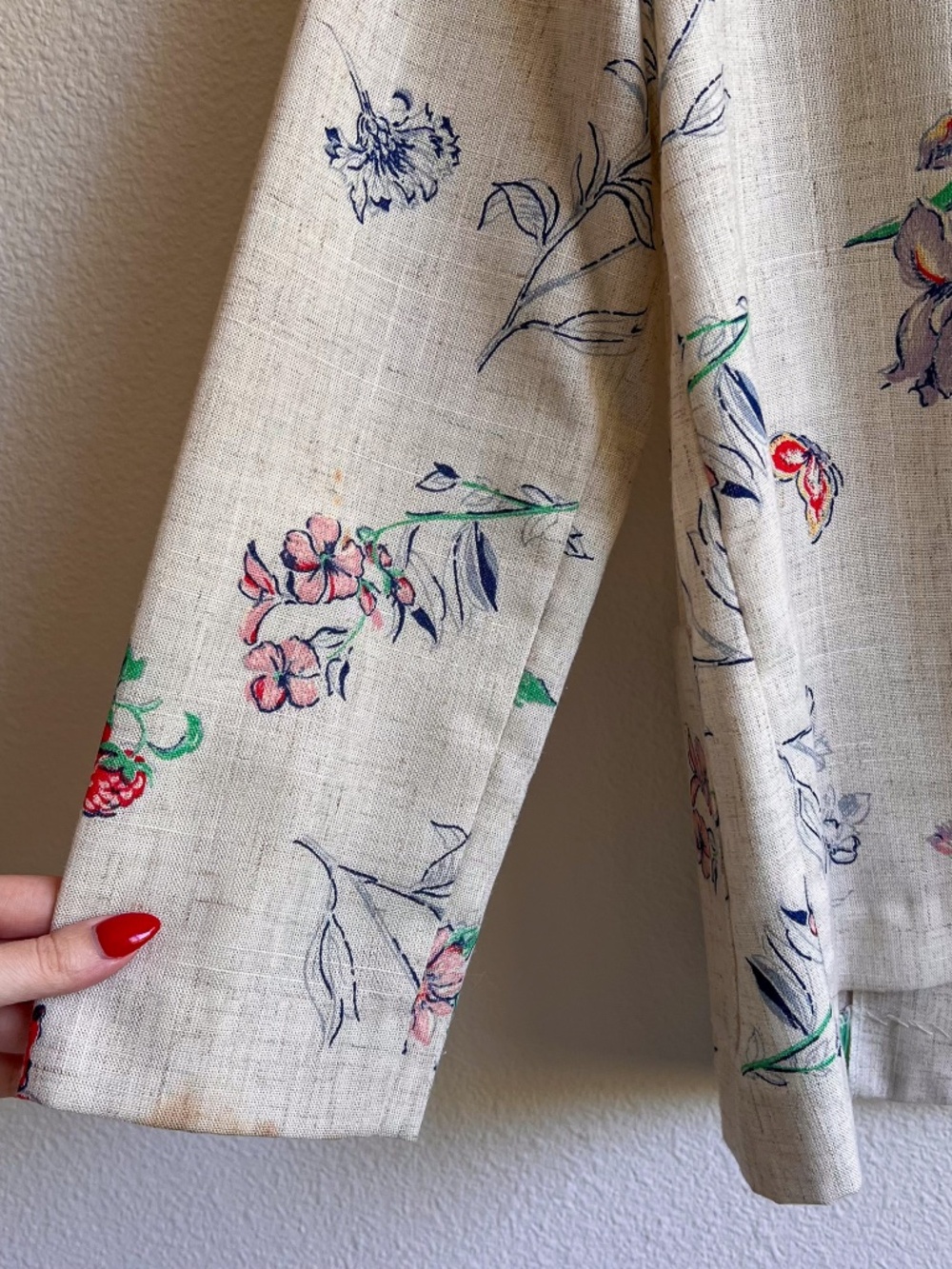 Vintage 1970s Cream Blazer With Summer Florals (M/L) - Picture 14 of 14